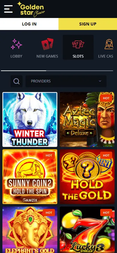 Golden Star Casino Android mobile games screen