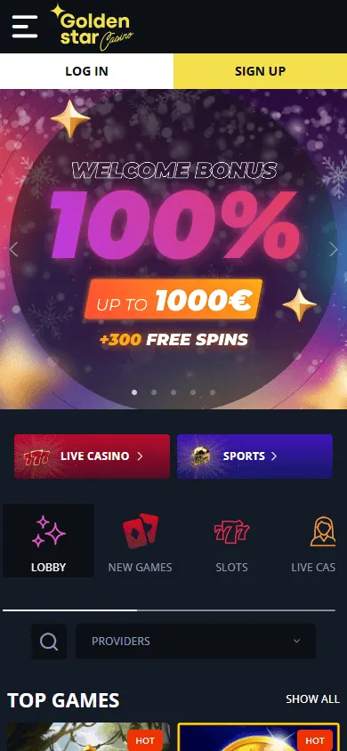 Golden Star Casino Android mobile home screen